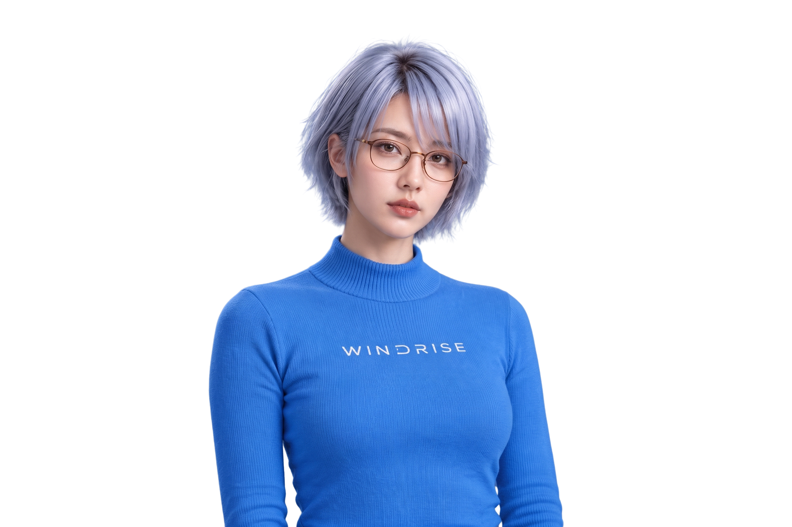 小起 Risa，银发、眼镜与蓝色 Windrise 针织衫