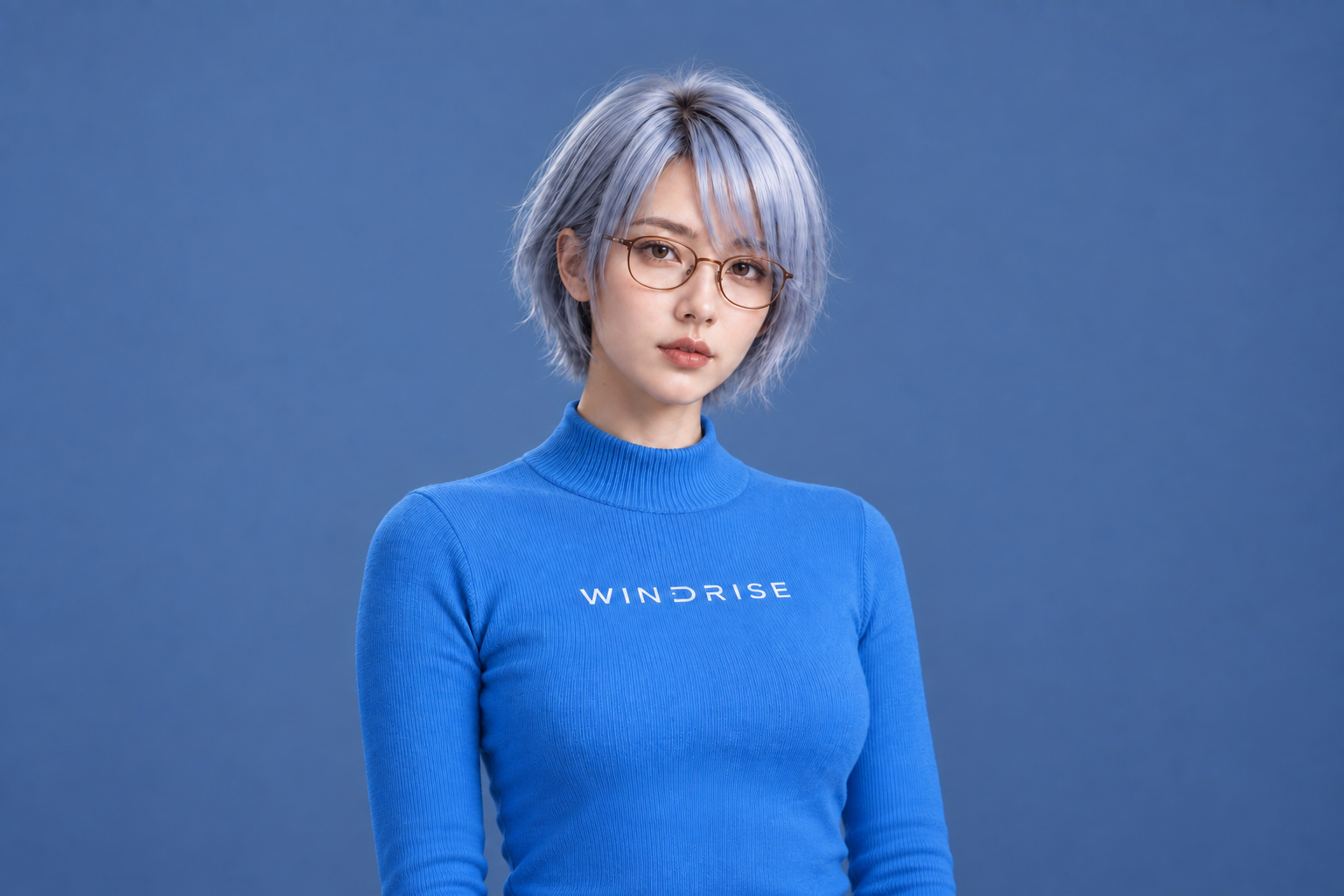 小起 Risa,银发、眼镜与蓝色 Windrise 针织衫